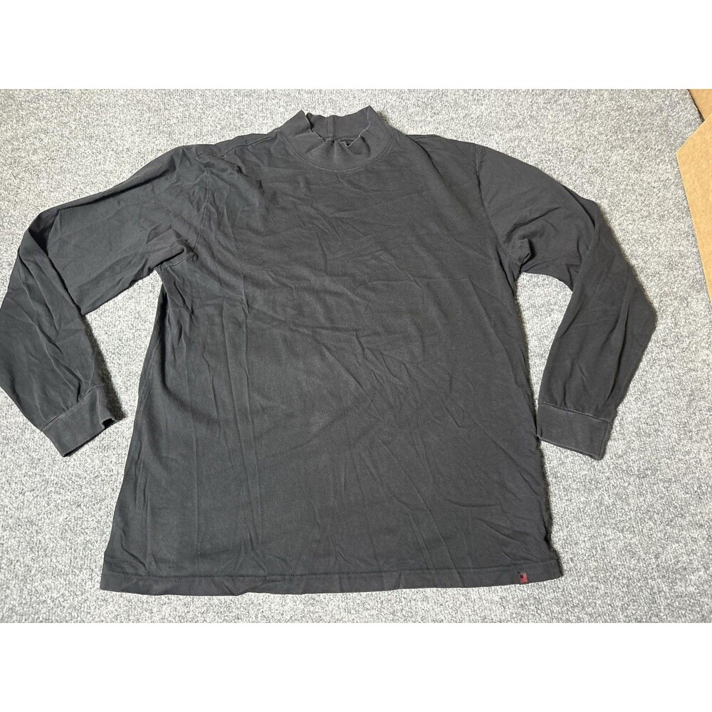 Woolrich Shirt Mens Large Black Long Sleeve Mock Neck Cotton Basic Casual Tee
